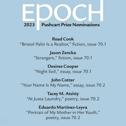 Workshop Alum Read Cook Receives Pushcart Nomination from EPOCH!