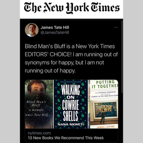 Instructor James Tate Hill an Editor's Choice in New York Times!