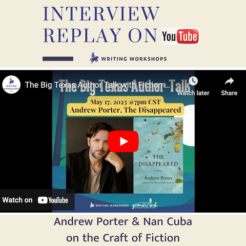 Video Replay: Fiction Writer Andrew Porter & Nan Cuba in Coversation on The Big Texas Author Talk