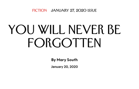 Read Instructor Mary South's Short Story in The New Yorker!