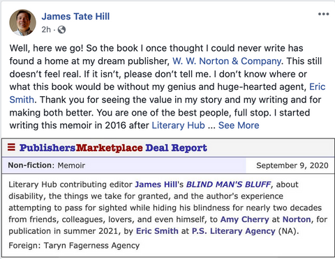 Instructor James Tate Hill Sells Memoir to W.W. Norton!